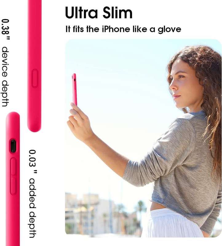 Liquid Silicone Cover With Camera Cut-Out Case For iPhone 7/8 Plus - Hot Pink