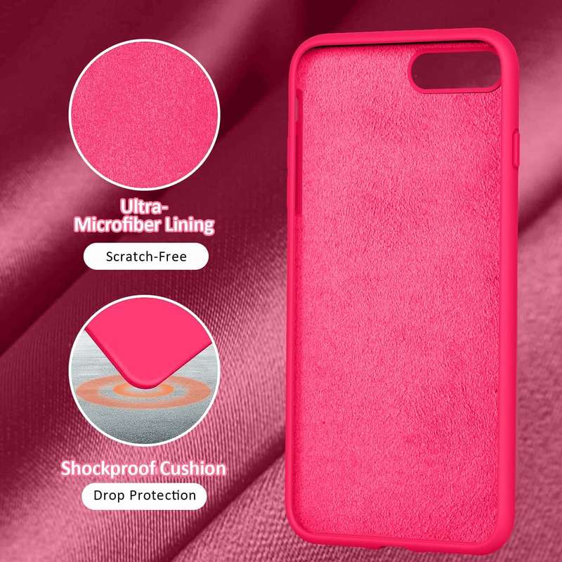 Liquid Silicone Cover With Camera Cut-Out Case For iPhone 7/8 Plus - Hot Pink