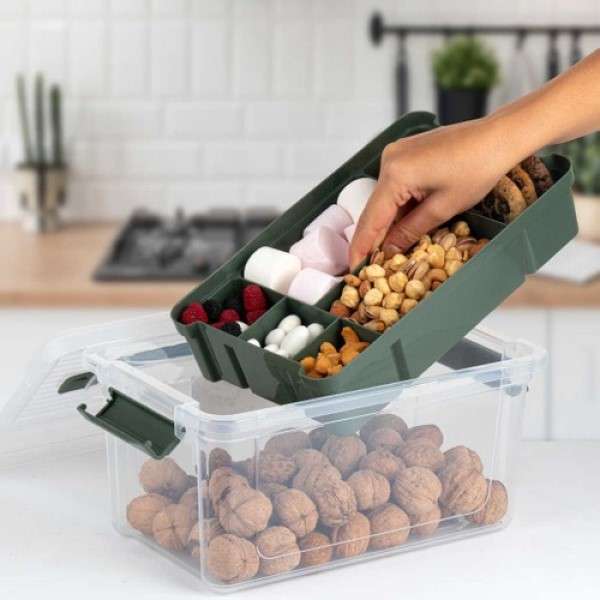 Hobby Life Stormax 5L Storage Organiser With Storage Tray and Handle - Grey