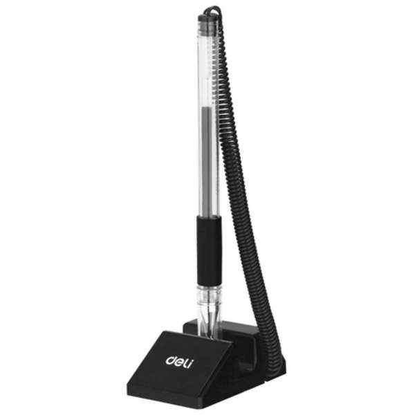 Deli Desk Pen Stand With Black Gel Pen With TPR Soft Grip - 6791