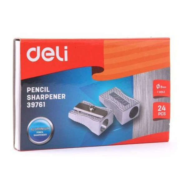 Deli Aluminum Single Hole Pencil Sharpener - 24 Pack - 39761