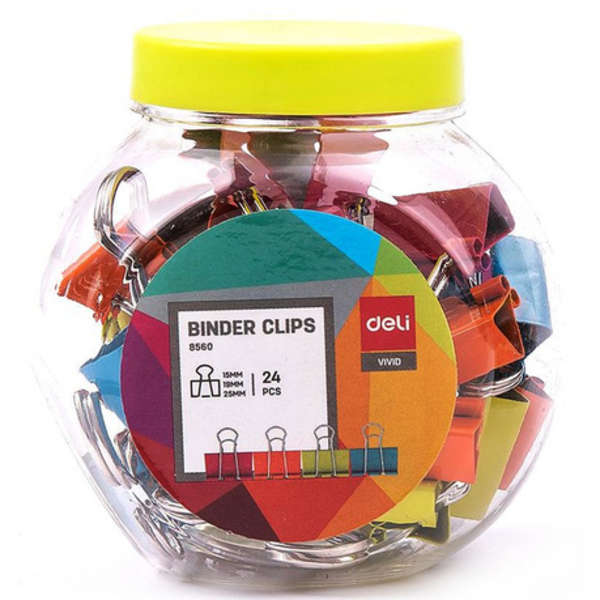 DELI Vivid Colours Binder Clips - 24 Pieces - 8560
