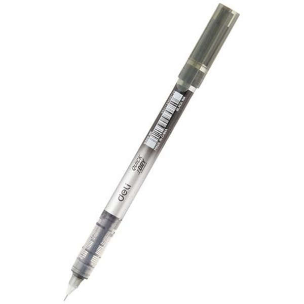 Deli Think 0.5mm Black Ink Rollerball Quick Dry Pen - Q300-BK - Set of 12