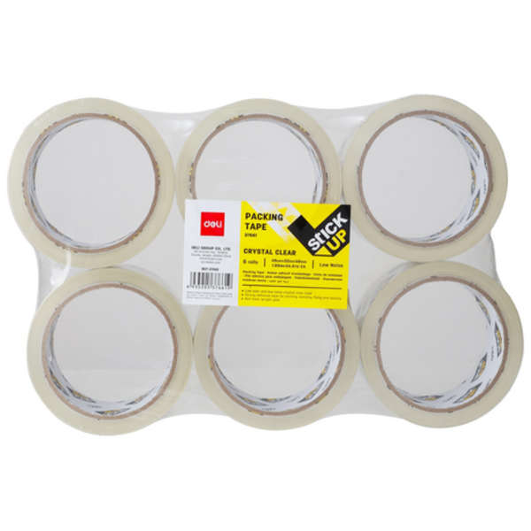 Deli Crystal Clear Low Noise Packaging Tape - Set of 6 Rolls - 37661
