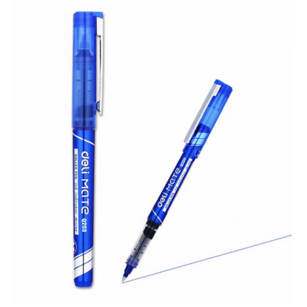 Deli Mate 0.7mm Blue Ink Rollerball Pen - Q20330 - Set of 12