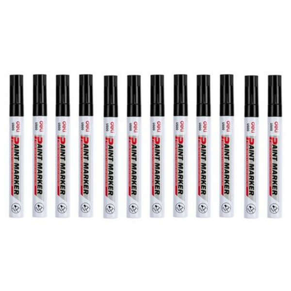 Deli Black Paint Marker - Set Of 12 - U500-BK