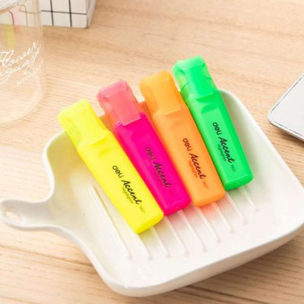 Deli 1-5mm Dry-Fast Fluorescent Highlighters - Set of 4 Colours - S622