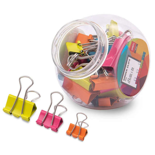 DELI Vivid Colours Binder Clips - 24 Pieces - 8560
