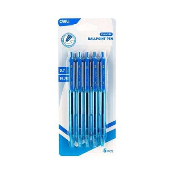 Deli Xtream 0.7mm Fine Retractable Ballpoint Pen - Pack Of 5 - Q20-MT-BL