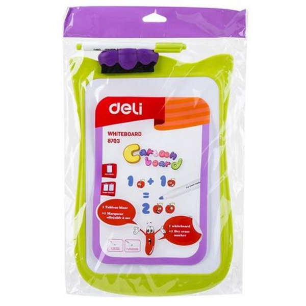 Deli Cartoon Double-Sided Whiteboard With Duster &amp; Marker - 8703 - Green