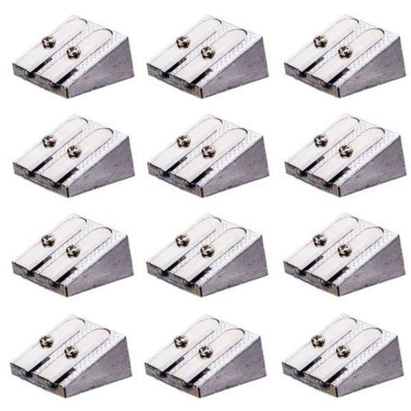 Deli Aluminum Dual Hole Pencil Sharpener - 12 Pack - 39762