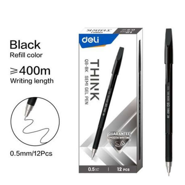 Deli Think Semi Gel Pen - 4 Pack - Q8-BK