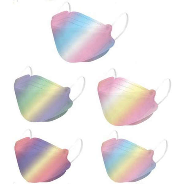 KF94 Fish Type Disposable Protective Masks - Rainbow - 20's