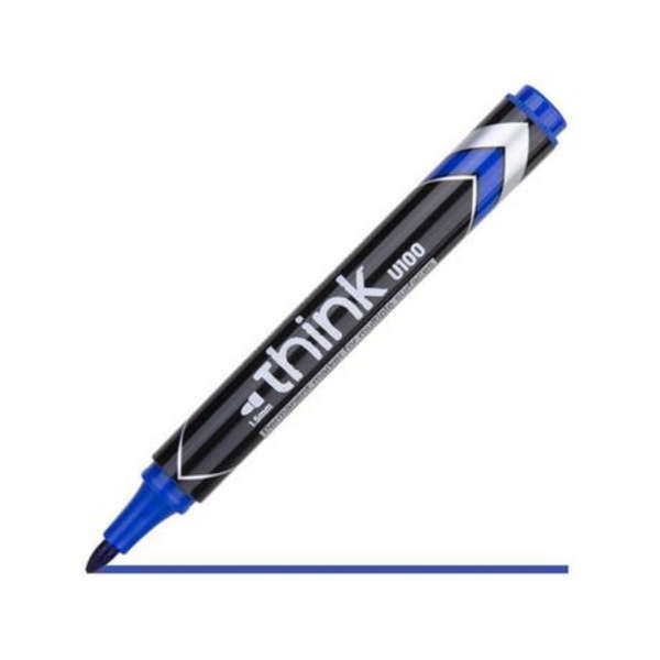 DELI Think Pack Of 4 Blue Permanent Markers - U10030