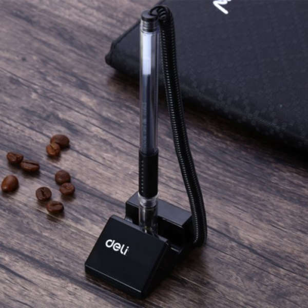 Deli Desk Pen Stand With Black Gel Pen With TPR Soft Grip - 6791