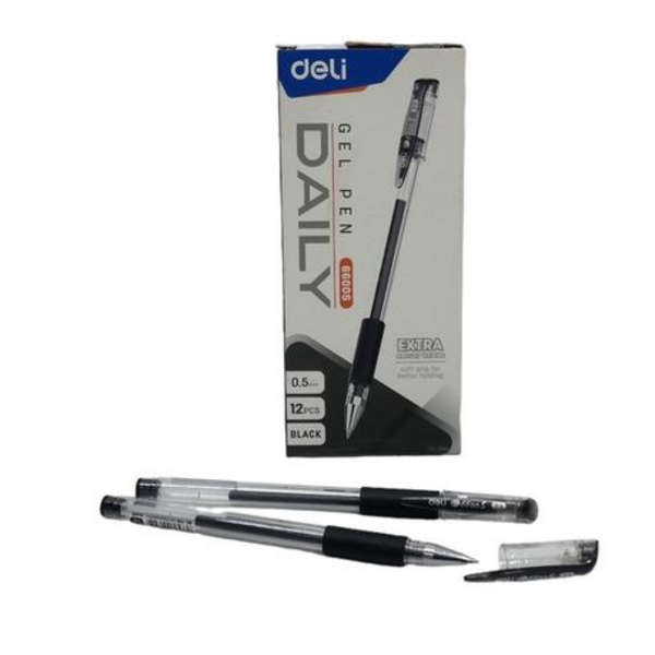 Deli Bullet Tip Black Gel Pen Pack of 12 - 6600s