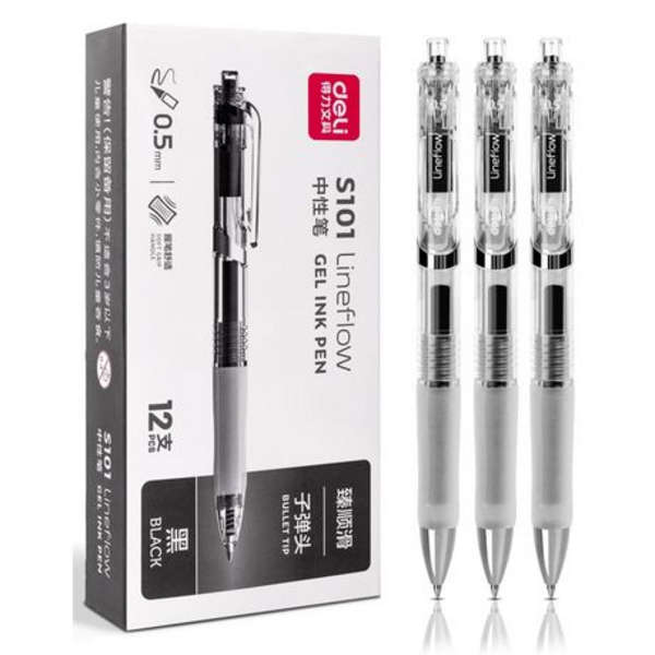 Deli Black Gel Pen - 4 Pack - S101