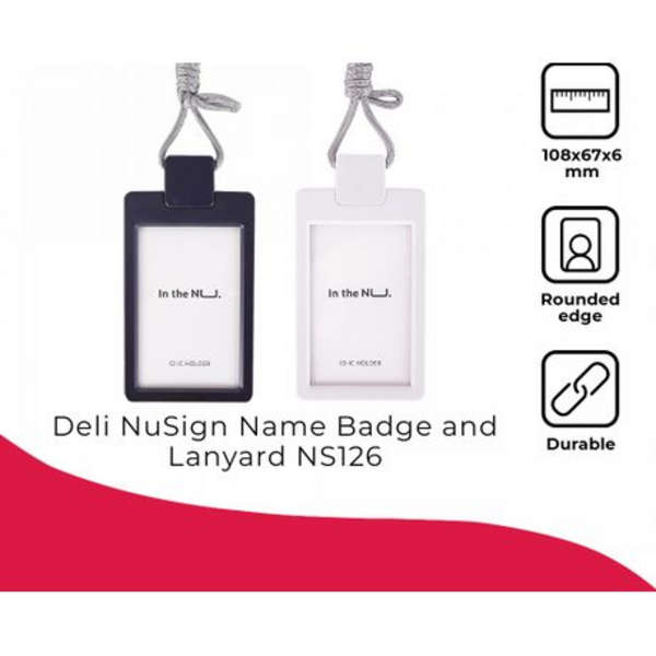 Deli Nusign Name Display Badge With Lanyard - NS126 - Black - Set of 2