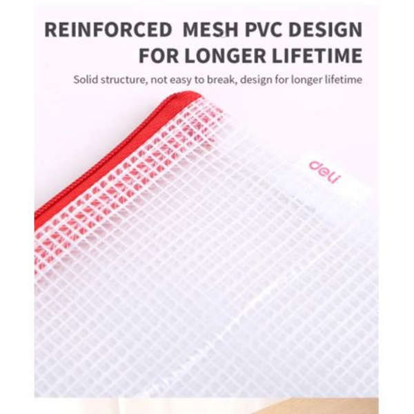 Set of 5 Deli Classic PVC A4 Zip Bag With Metal Zip - 5654