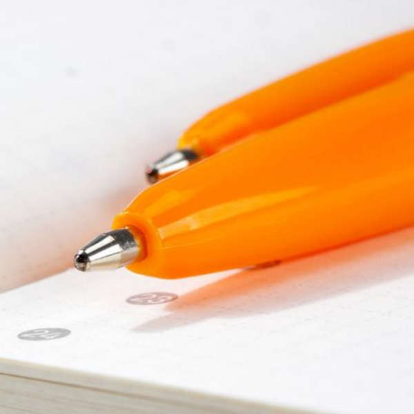 Deli Orange Barrel Ball Point Pen With Blue Ink Pack Of 12 - Q6S-BL