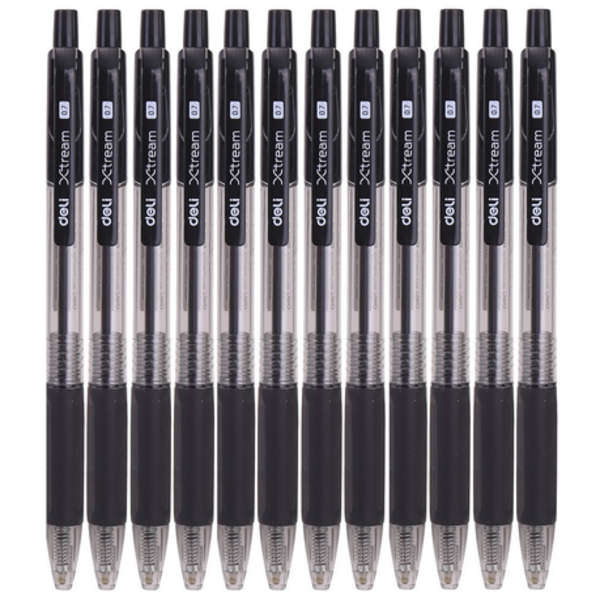DELI Xtream Ball Point Retractable Pen 0.7mm Black - Set of 12 - Q02320