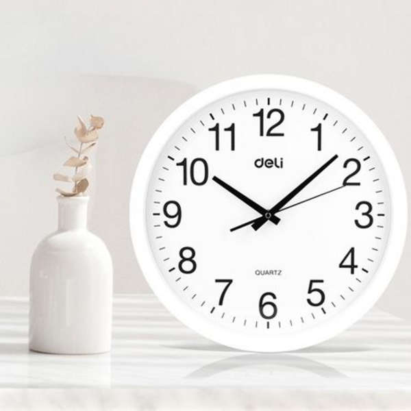 Deli Large 40cm Decorative White Analogue Wall Clock - 9006