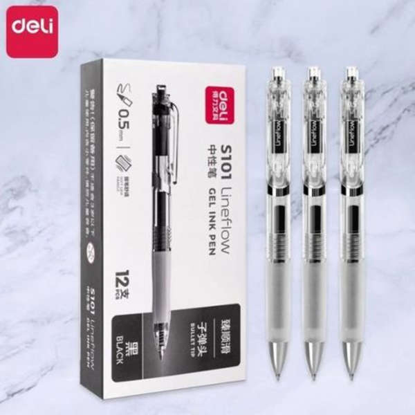 Deli Black Gel Pen - 4 Pack - S101