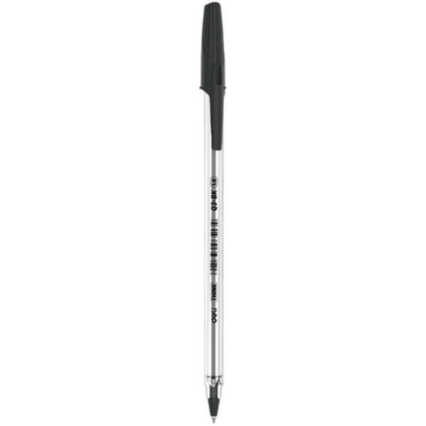 DELI Think Ball Point Bullet Tip Pen 1mm - Black - Set of 12 - Q3-BK