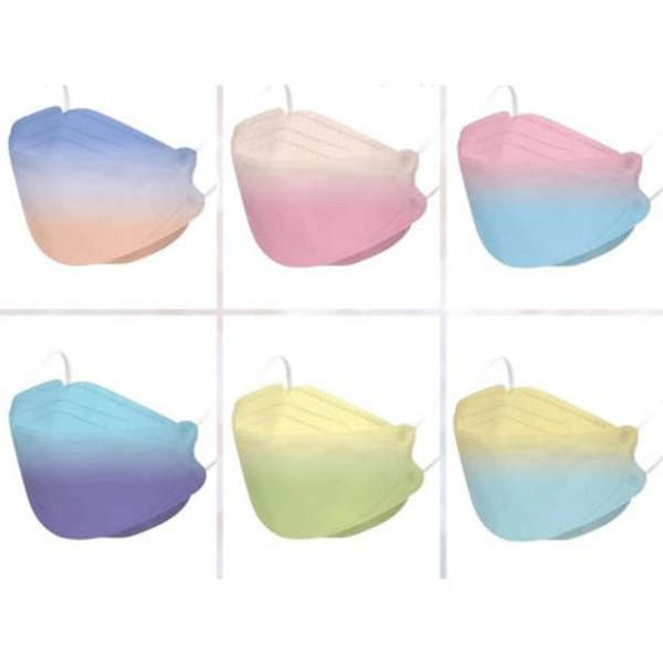KF94 Fish Type Disposable Protective Masks - Rainbow - 20's
