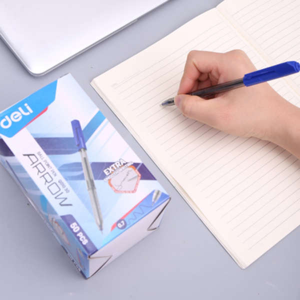 DELI Arrow Ball Point Pen 0.7mm - Blue - Set of 12 - Q01030