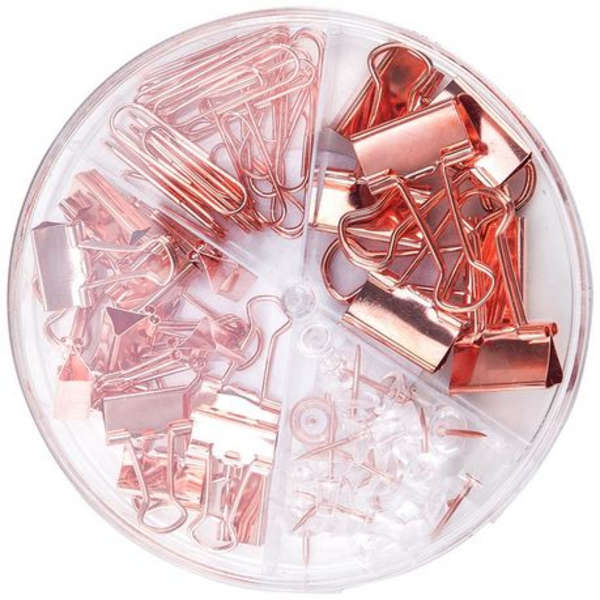 Deli Transparent Desk Accessories Set With Clips and Thumb Tacks - 78553