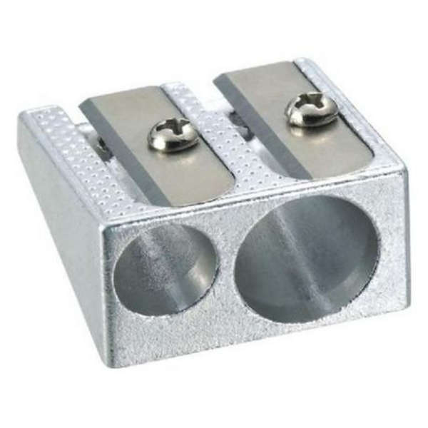 Deli Aluminum Dual Hole Pencil Sharpener - 12 Pack - 39762
