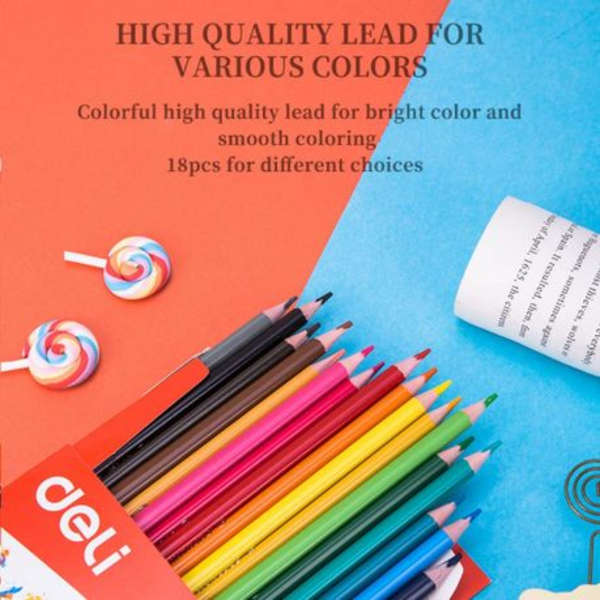 Deli Colorun Ergnomic Wood Free Set of 18 Colouring Pencils - C00110