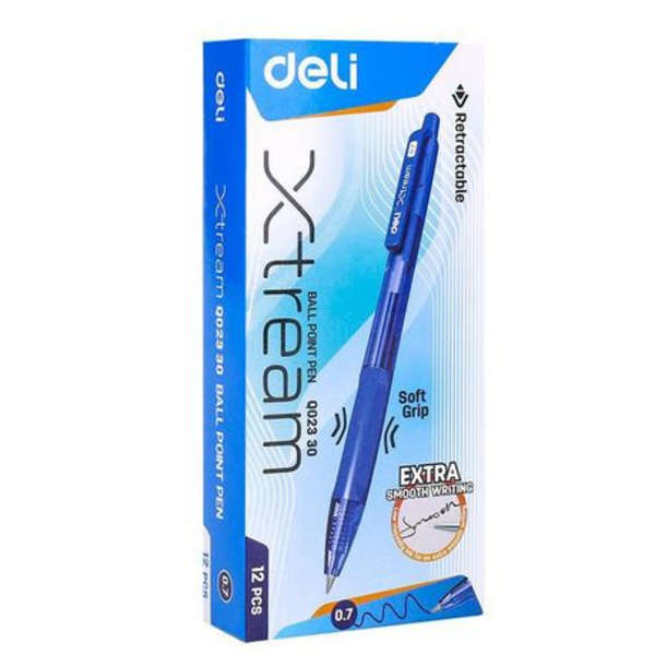 Deli Xtream Pack of 12 Ballpoint Blue Pen - Q02330