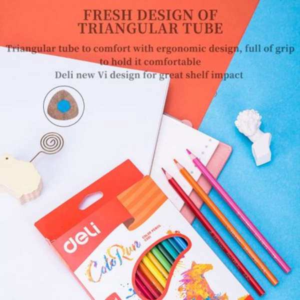 Deli Colorun Ergnomic Wood Free Set of 18 Colouring Pencils - C00110
