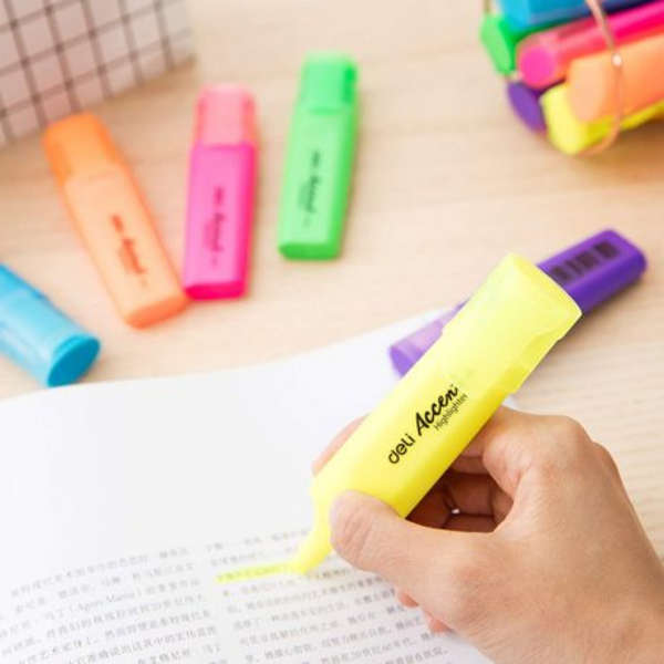 Deli 1-5mm Dry-Fast Fluorescent Highlighters - Set of 3 Colours - S621
