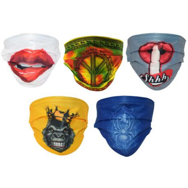 Face Mask - 3Ply Disposable Mask Lips, Peace, Lips, Monkey, Spider - 50's