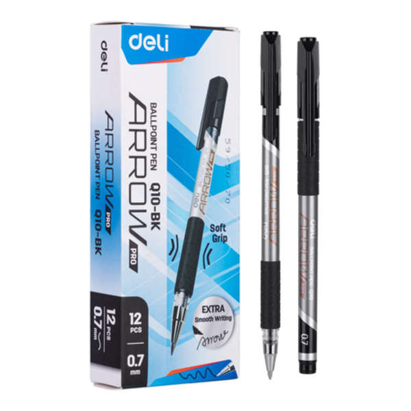 DELI Arrow Pro Ball Point Pen 0.7mm - Black - Set of 4 - Q10-BK
