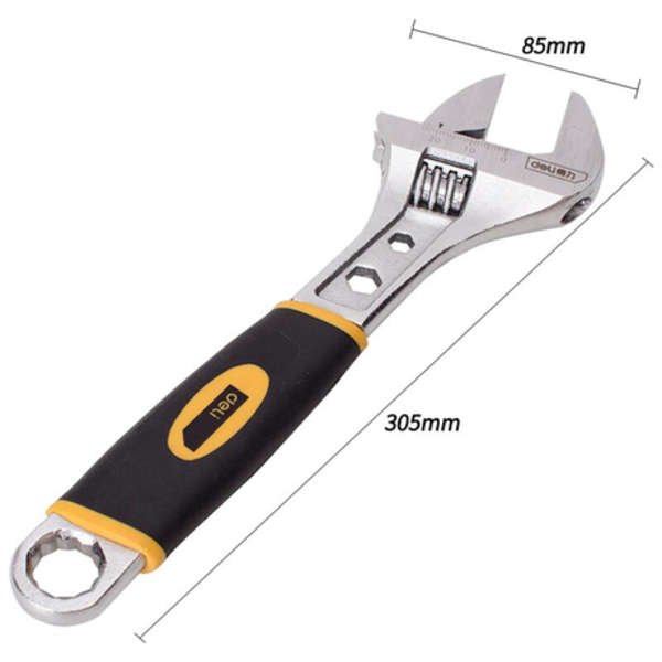 Deli 12 Inch Adjustable Wrench With TPR Soft Rubber Handle - DL30112