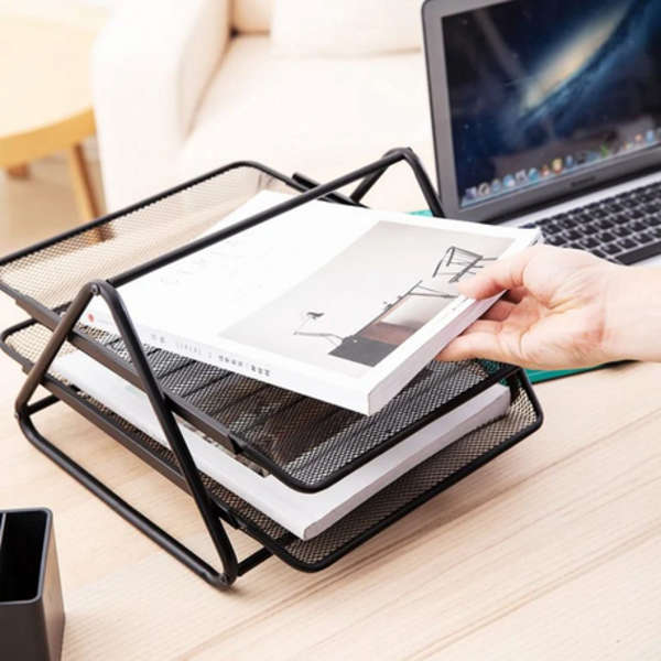 DELI 2 Tier Mesh Steel File Tray - 9183