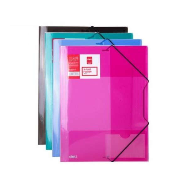 Deli 3 Flap Folder 4 Pack - 39579 - Black