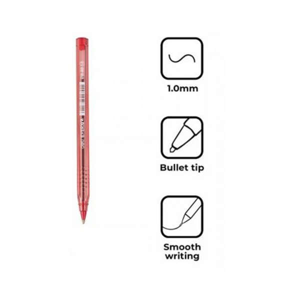 Deli Red Ball Point Fine Tip Pen Set Of 50 - Q19-RD