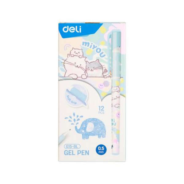 Deli Gel Pen Bullet Tip - Blue - Pack Of 12 - G15-BL