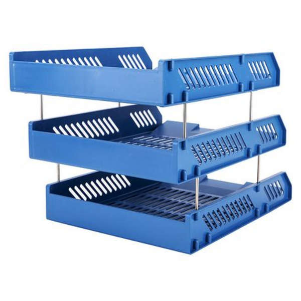 Deli 3 Tier File Tray With Removable Structure - Blue - 9209