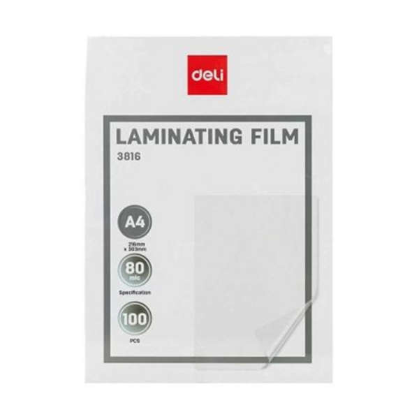 Deli A4 100 Pieces Laminating Film Pocket Pouches - 3816
