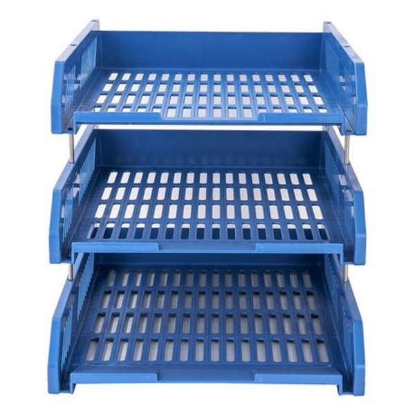 Deli 3 Tier File Tray With Removable Structure - Blue - 9209