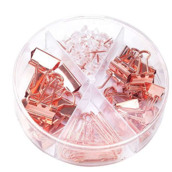 Deli Transparent Desk Accessories Set With Clips and Thumb Tacks - 78553