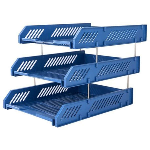 Deli 3 Tier File Tray With Removable Structure - Blue - 9209