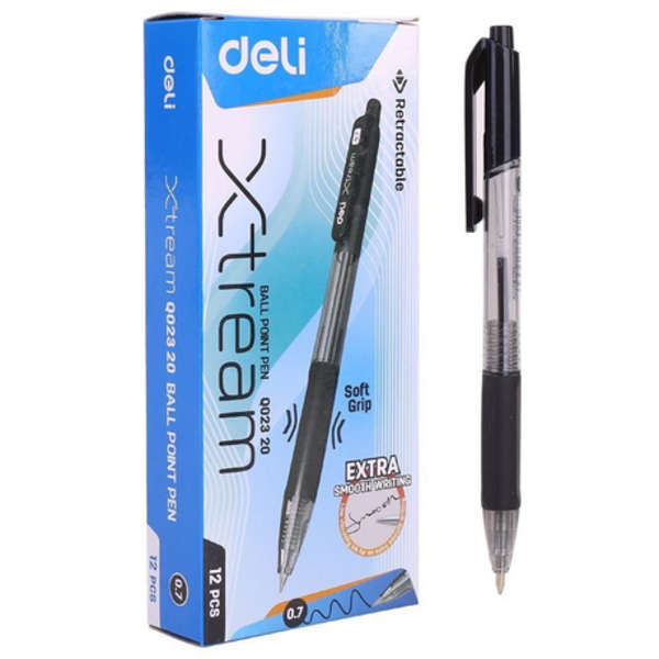 DELI Xtream Ball Point Retractable Pen 0.7mm - Black - Set of 4 - Q02320