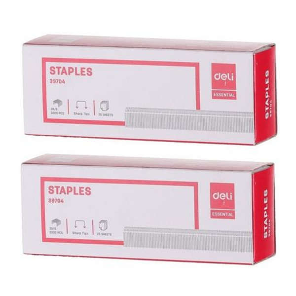 Deli 26/6 Sharp Pointed Staples No. 56 - 2 Sets of 5000 Staples - 39704